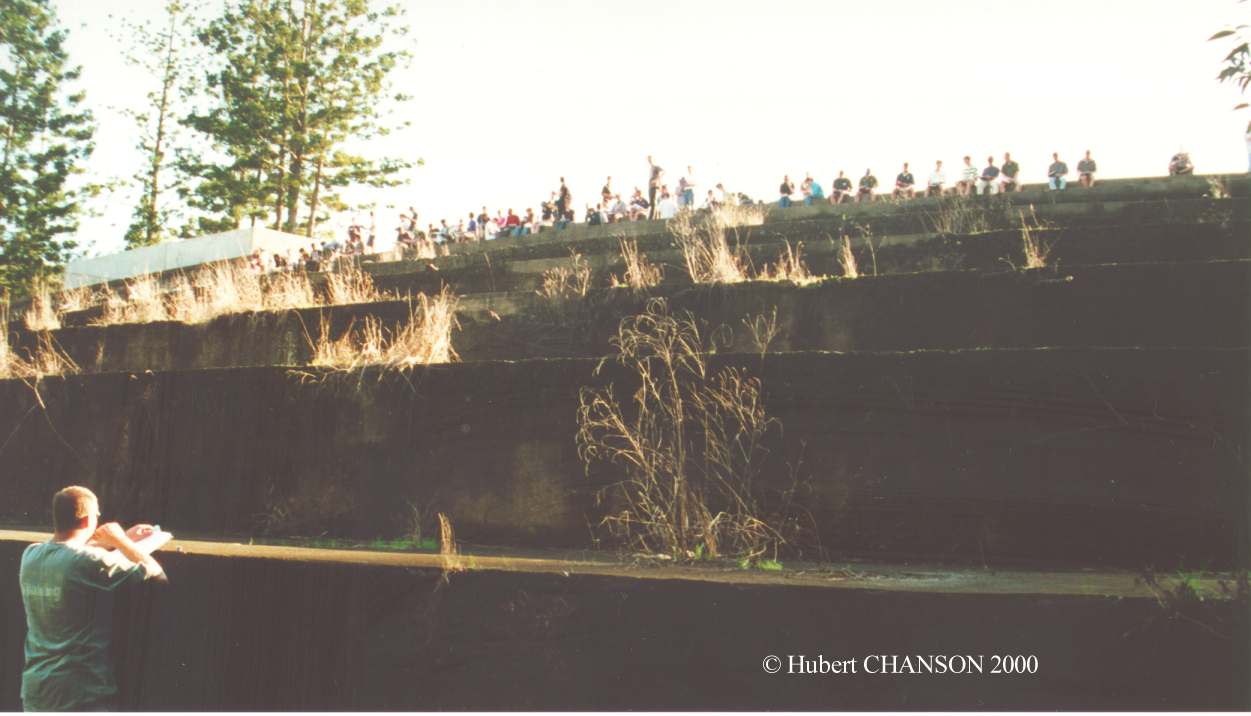 University of Queensland civil and environmental engineering students at Gold Creek dam spillway in 1998