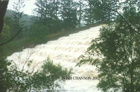 Gold Creek dam spillway in operation